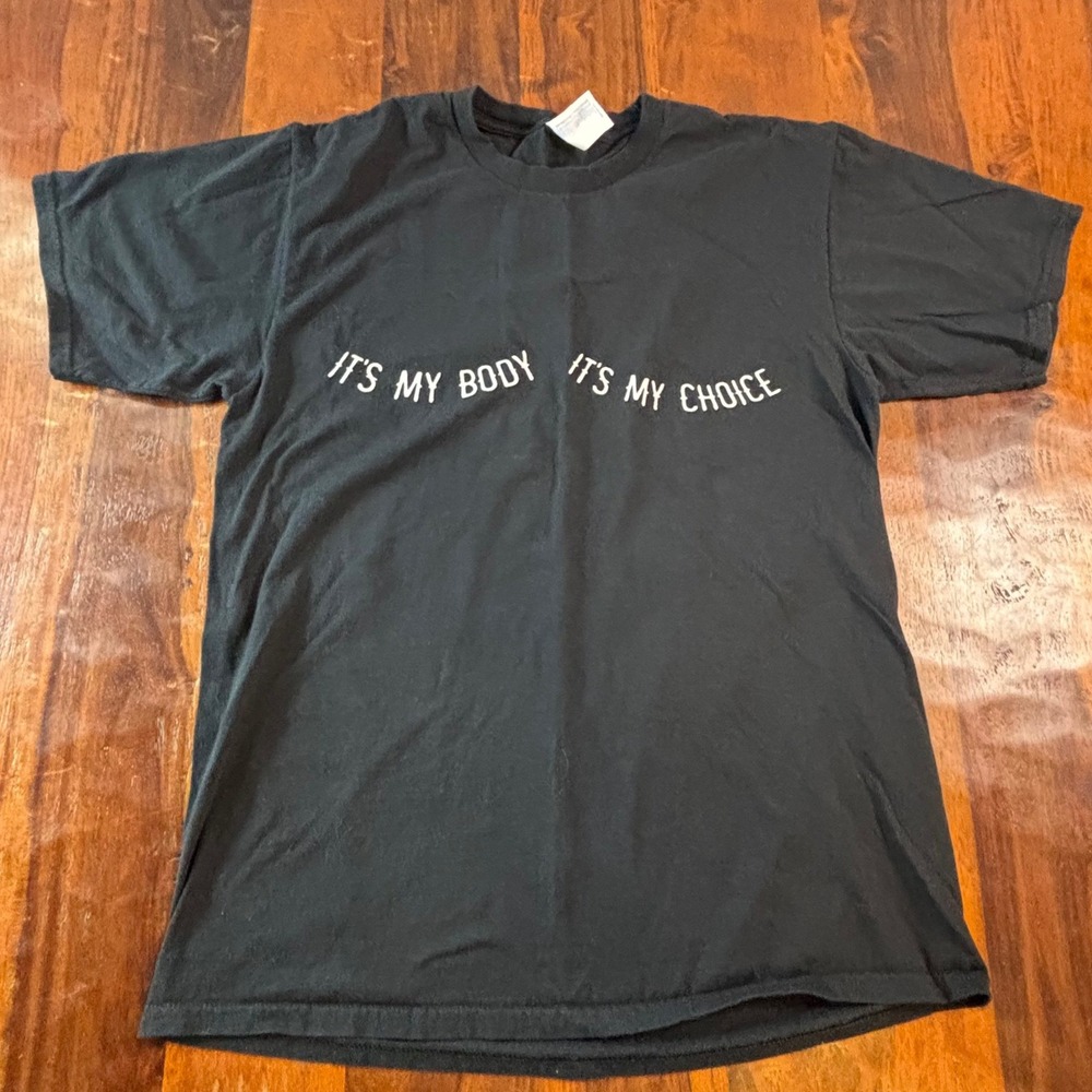 Port & Company Its My Body Its My Choice Graphic‎ Tee Black Cotton Womens Medium